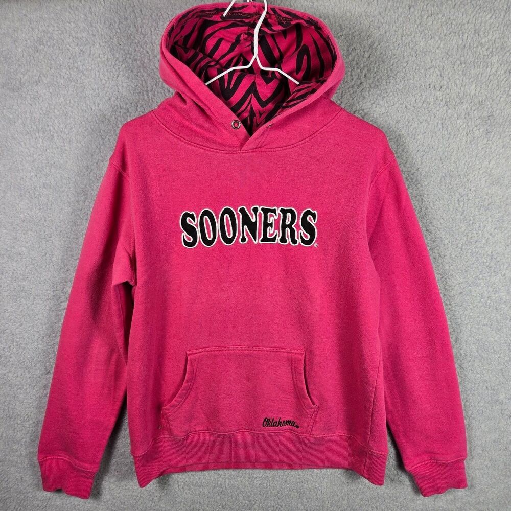 Oklahoma Sooners Hoodie Sweatshirt Womens Medium Pink Stadium Athletics Zebra